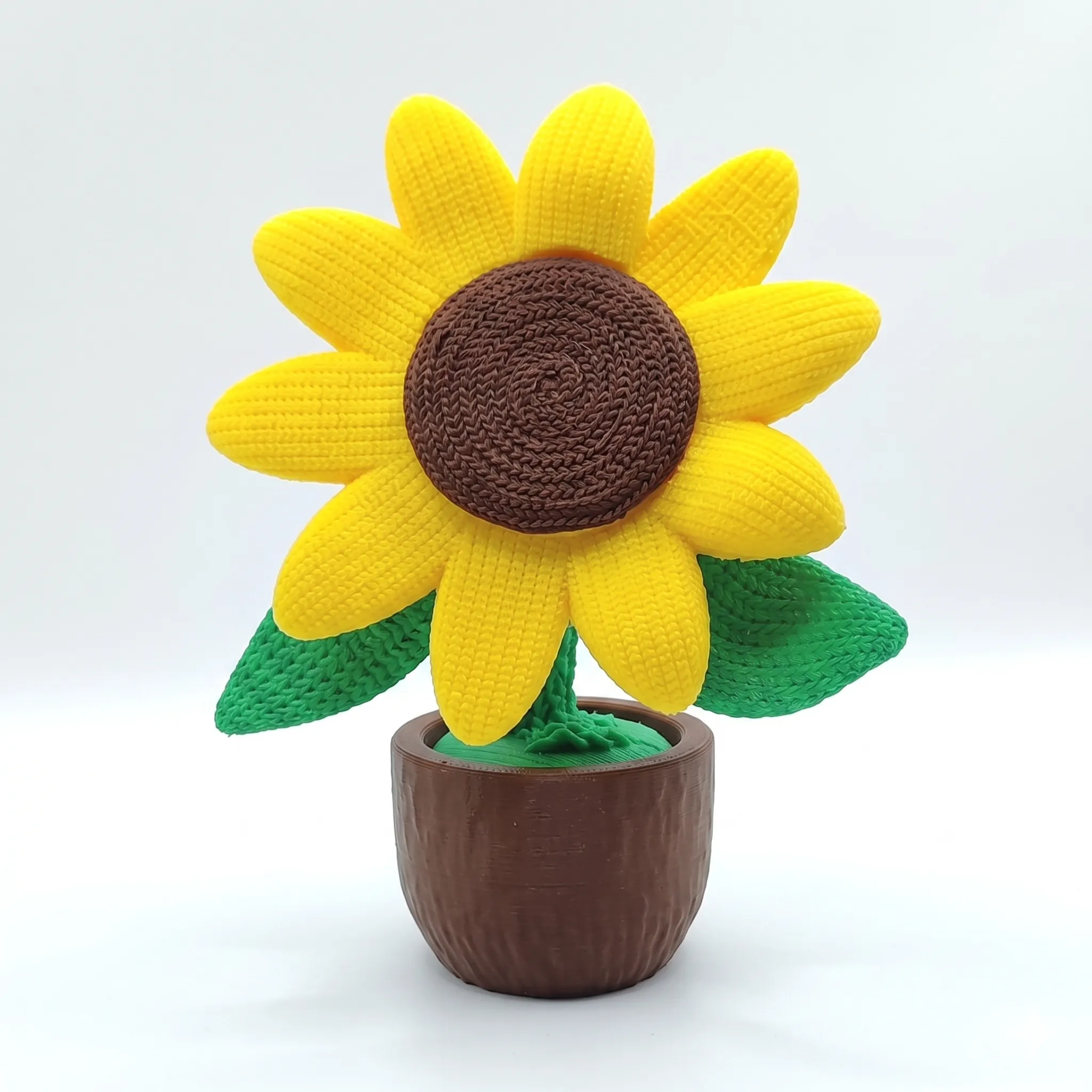 Maceta con Girasol Tejido - 13 cm