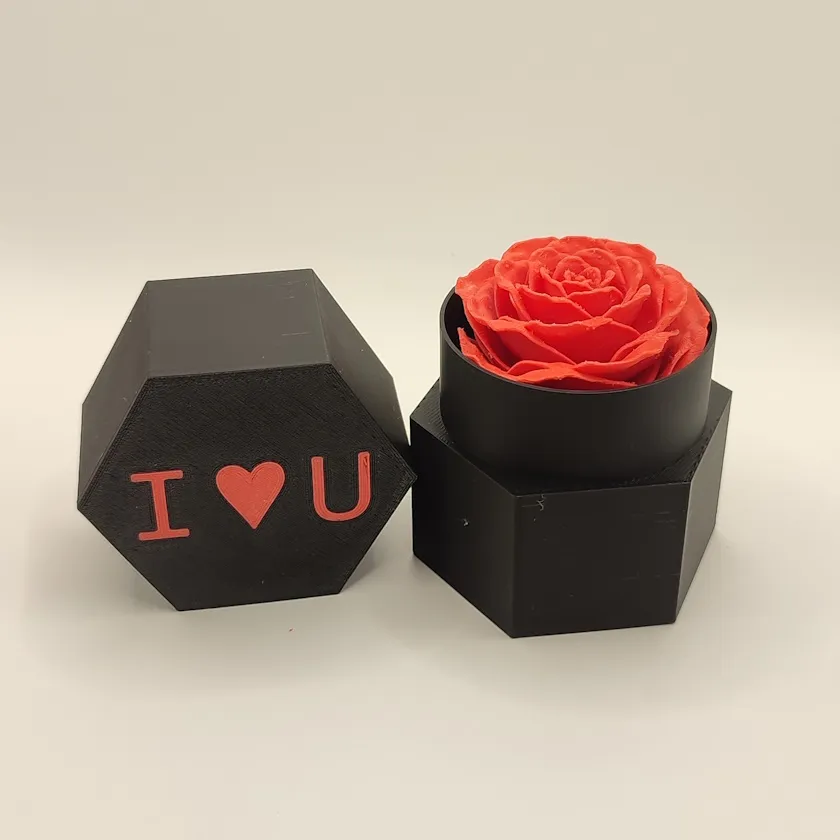 Caja con Rosa Individual - 7 cm